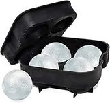 LUDOU Ice Ball Mold, Big Round Ice Cube Tray for Whiskey Cocktail Drinks, Large Silicone Reusable Ice Sphere Maker Set (4 Big Ball Capacity)