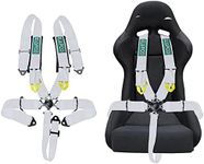 BESTZHEYU Compatible for Silver 5-Point Racing Safety Harness Set with Ultra Comfort Heavy Duty Shoulder Pads Universal Polyester Safety Harness Set fit for Sports Car, Racing Car, Car SFI (Pack of 1)