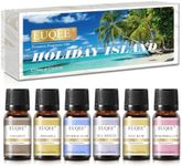 EUQEE Holiday Island Fragrance Oil Gift Set of 6 Summer Fragrance Essential Oils Set for Humidifier, Aromarathepy - Pineapple, Coconut, Bay Rum, Sea Breeze, Bubble Gum, Marshmallow -10ML