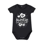 My Auntie Loves Me Letters Printed Infant Baby Clothes Unisex Funny Newborn Baby Romper Bodysuits Summer Short Sleeve (Black,0-3 months)