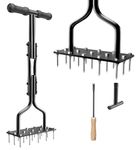 vanpein Lawn Aerator Spike Manual Tool with 15 Iron Spikes, Garden Grass Aeration Tools Hand Air Aerator & Clean Tool for Aerating Lawns & Yard Care, Loosening Soil, 36"