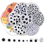 TOAOB 770pcs Wiggle Googly Eyes Self Adhesive Black White Sticky Back Wobbly Eyes Plastic Craft Eyes 4mm to 12mm for DIY Scrapbooking Crafts