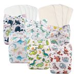 Babygoal Baby Cloth Diapers, One Size Reusable Washable Pocket Nappy 6pcs Diapers+6pcs Microfiber Inserts+4pcs 4-Layer Rayon Bamboo Inserts 6FB02-CA