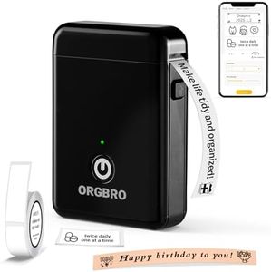 ORGBRO Étiqueteuse, X1 Imprimante Thermique d'Étiquettes Bluetooth, Mini Portable Étiqueteuse Autocollante pour Téléphones iOS/Android, Machine à Étiquettes pour Maison/Bureau/Entrepôt, Noir