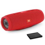 JBL Charge 3 Waterproof Portable Bluetooth Speaker, Includes Microfiber Cleaning Cloth - Red