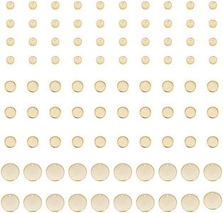 DICOSMETIC 3 Sizes Gold Blank Stamping Tags Mini Discs Blank Charms Flat Round Charms Personalized Engraved Name Charms Stainless Steel Pendants for Jewelry Making Craft, Hole: 1.4mm, Stainless Steel