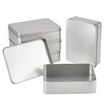 OLYCRAFT 5PCS Metal Empty Tins 15x11x4cm Rectangle Airtight Metal Storage Tin Home Organizer Metal Rectangular Empty Hinged Tins Box with Lids for Small Items Storage