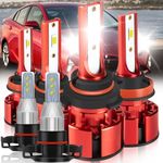 LTZXAP For Toyota Prius 2012 2013 2014 2015 Light Bulbs, 800% Brightness Hi and Lo Beam+Fog Light Bulbs, Superfocused Beam Mode, 6500K, 36000LM Super Bright, IP68 Waterproof, 6PCS