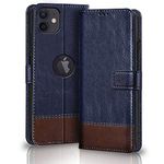 TheGiftKart Flip Back Cover Case for iPhone 12/12 PRO | Dual-Color Leather Finish | Inbuilt Stand & Pockets | Wallet Style Flip Back Case Cover for iPhone 12/12 Pro (Blue & Brown)