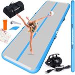 CHAMPIONPLUS 10ft 13ft 16ft 20ft Tumble Track Tumbling Mat Inflatable Gymnastics Air Mat 4/8 inches Thickness for Home Training Cheerleading Yoga with Electric Air Pump Blue