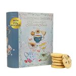 Afternoon Tea Book Biscuit Tin Gift - Christmas Biscuits Gift Set with Scottish Shortbread, Assorted Biscuits Gift Selection Box, Festive Biscuits Tin Hamper - Novelty British Gifts for Women & Men