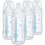 NUK Smooth Flow Pro Anti-Colic Baby Bottle, 10 oz, 4 Pack, Blue