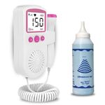 Balson Portable Mini Fetal Doppler Baby Heart Monitor Ultra Sound Device for Preganancy with Inbuild Speaker, Large Display Size, 250ml Ultra Sound Gel (Pink, 1 Piece)