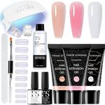 THR3E STROKES Poly Nail Gel Extension Kit for Builder Gel, UV Nail Art Kit, Nail Extension Set, Glue-Free Manicure and Pedicure Set (111 Items in Set)(3P 2.0)