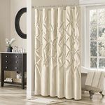 Madison Park Laurel Ivory Shower Curtain, Pieced Transitional Shower Curtains for Bathroom, 72 X 72, Natural