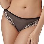 Lunaire Womens Embroidered Sheer Brief Panty Black S