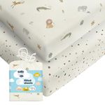Silentnight Safe Nights Fitted Sheet - Cot Mattress - Breathable 100% Cotton Jersey - Super Soft Kind to Baby Skin - Secure Fit with Elasticated Corners - 2 Pack, Cot, Safari