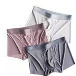 Men's Underwear Ice Silk Seamless Boxer Briefs Breathable Ultra-Soft Panties Antibacterial Multicolor Free Size (L, 3)