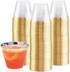 100 Gold Plastic Cups - 9 oz - Hard