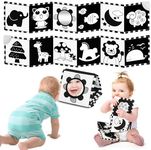 BBWOO Black and White Sensory Toys for Babies,Newbron Toys Touch & Feel Tummy Time Books for 0 3 4 6 8 Months Boys Girls