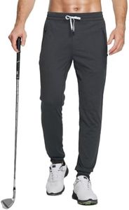 M MAELREG Mens Joggers with Zipper Pockets Casual Sports Athletic Workout Track Pants for Men Golf Gym Running Dark Grey Heather