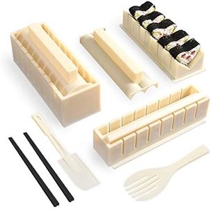 Sushi Making Kit, YiiMO 12pcs Sushi Maker, Fun Sushi Rice Roll DIY Tool Set for Beginners, Easy to Clean Premium Plastic Plates Moulds Chopsticks Spatula for Home Kids Party