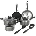 Oster Clairborne 10 Piece Aluminum Cookware Set W/Tools,Black