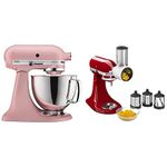 KitchenAid Artisan Series 5-Quart Tilt-Head Stand Mixer (Matte Dried Rose) + Fresh Prep Slicer/Shredder Attachment