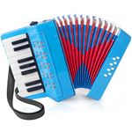 Accordion, 17 Keys Piano Accordion for Children, 8 Bass with Straps for Beginners, Students, Educational Musical Instrument (Light Blue)