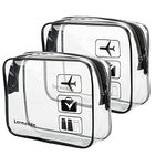 2 Pack Clear Travel Toiletry Bag TSA Approved Liquids Bags Waterproof Carry-on Toiletries Bag with Zipper for Women Men Airport Airline