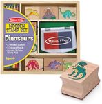 Melissa & Doug Wooden Stamp Set: Dinosaurs - 8 Stamps, 5 Colored Pencils, 2-Color Stamp Pad | Kids Arts And Crafts, Washable Ink Stamp Pads For Kids, Dinosaur Stamps For Kids Ages 4+