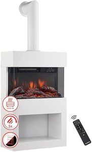 KAMINIO Cheminée Electrique HENRI avec tuyau de poêle - Poêle Électrique avec chauffage, effet de flamme 3D, compartiment à bois, télécommande (Blanc)