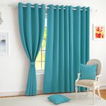Story@Home 100% True Blackout Long Door Curtains 9 Feet Set of 2 | Plain Design | Room Darkening Curtain | Thermal Insulated Curtains for Living Room, Bedroom | (116 x 275 cm, Ocean Blue)