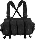 HRTACPAG 7 Pockets Tactical Chest Rig Vest Adjustable&Detachable Molle Chest Rigs with Mag Pouch X Harness for Men Women (Black)