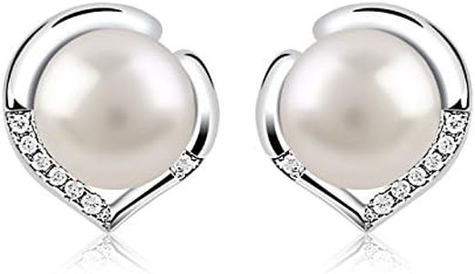 B.Catcher Pearl Earrings Freshwater 10mm Pearl Studs Earring Heart Set