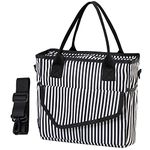 VASCHY Lunch Bag 11.8L Women Fashion Insulated Lunch Box Tote Bag for Work School Picnic with Shoulder Strap (Stripe Pattern)