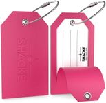 Shacke Luggage Tags with Full Back Privacy Cover w/Steel Loops - Set of 2, Pink, 4. 5 x 2.5 in