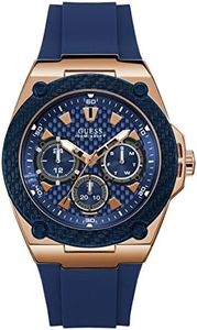 GUESS Men's Blue Rose Gold Tone Multi-function Watch, U1049G2, 45MM