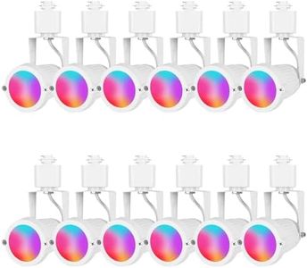 EAGLOD 12W RGB LED Track Light Heads,RGBW Color Changing Track Lighting Head H Type with Remote for Accent,Art,Party,Halloween,120V Multicolor Track Lights Halo Type 8 Pack (White)