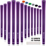 SAPLIZE Golf Grips, Standard Size 13 Grips With 15 Tapes, Anti-slip Rubber Golf Club Grips, Purple