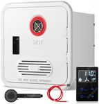 3.0 Gallon 24KW RV Tankless Water Heater, 55000 BTU Instant for RV, 12V Camper Water Heater Propane with Double Water Outlet & Remote Controller-Black-White