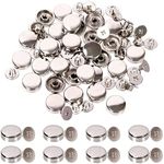 Glarks 32Pcs Screw Back Rivets Set, Silver Metal Flat Head Purse Feet Handbag Feet Nail Head Stud Flat Buckle Metal Studs Rivets for DIY Leather Craft