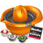 Mueller Citrus Lemon Orange Juicer, Hand Squeezer Rotation Press, Manual Juicer with Easy Pour Spout, European Made, Dishwasher Safe, Orange