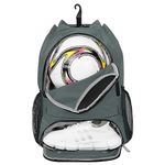 Drawstring Backpack Soccer Basketball Backpack with Shoe & Ball Compartment and Wet Pocket String Gym Bag Sackpack for Men Women, Grey