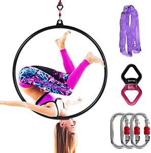 Single Point Aerial Lyra Hoop 35 inch (900 mm) / 32 mm Stainless Steel Yoga Hoop Circus Lyra Hoop Aerial Equipment for Acrobatics Performance (90#32)