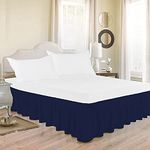 MeckHome Culture Wrap Around Dust Ruffled Bed Skirt 10" Inch Tailored Drop Fade Resistant Brushed Microfiber Bed Skirt - Single Bed | Navy Blue