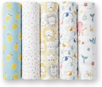 haus & kinder 100% Cotton Muslin Swaddle Wrap for New Born Baby | Pack of 5 (100×100 cm) | Baby Blanket & Swaddles for Newborn | Dream Safari Collection