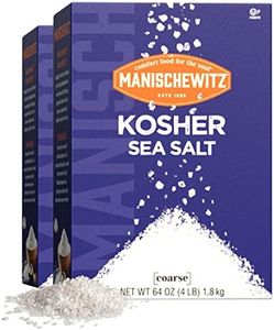 Manischewitz Natural Bulk Kosher Salt, 4lb (2 Pack) 100% Coarse Sea Salt from Sicily Italy | Iodine Free | No Additives or Fillers | The Perfect Salt Grinder Refill | 25% more than 3lb Kosher Salt Box