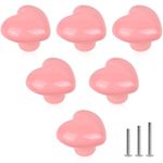 ShipeeKin 6X Cute Glossy Ceramic Cabinet Knobs Pink Love Heart Shape Lovely Dresser Door Knob for Closet Drawer Cupboard Kitchen Kids Child Girls Bedroom Pulls Wardrobe Handles