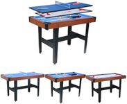 Plturdke 48 Inch 3-in-1 Multi-Game Table for Adults - Bumper Pool, Air Hockey, Ping Pong Combo with Accessories - Heavy-Duty Indoor Family Game Room Table, Space-Saving Design for Home Entertainment